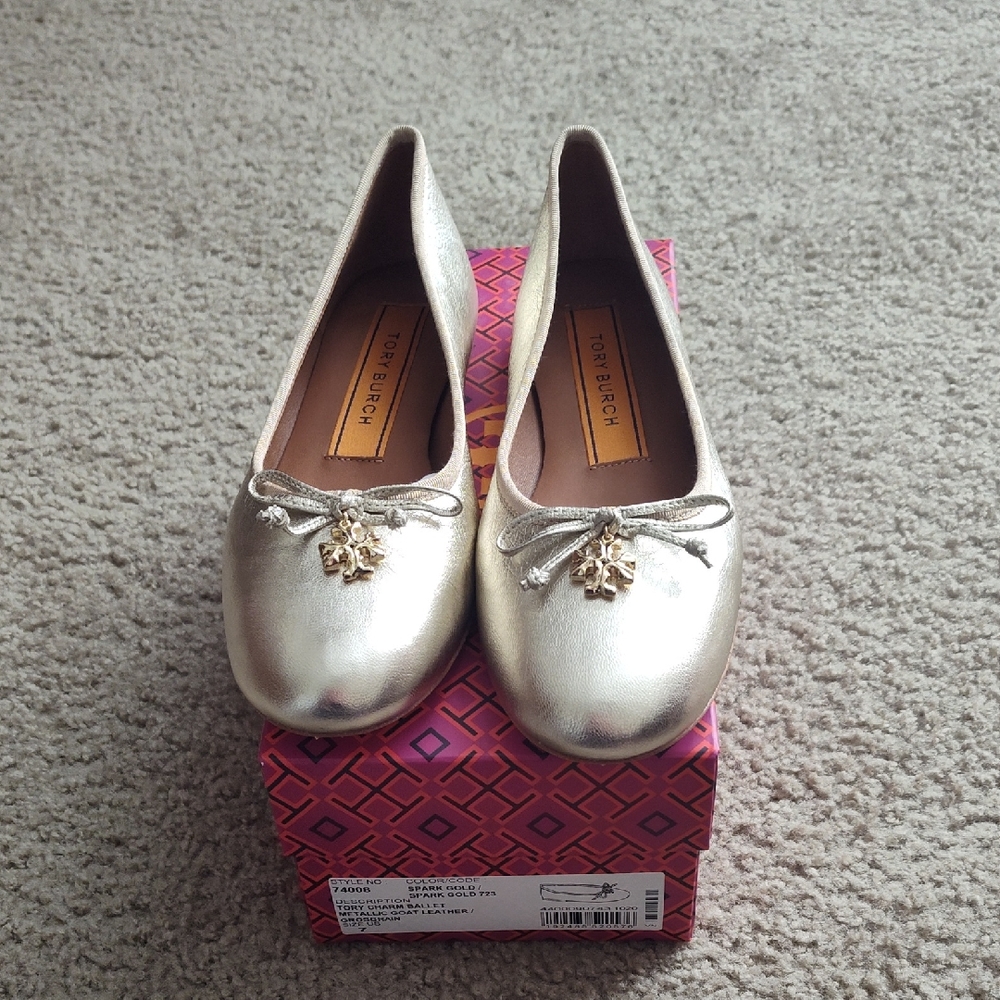 Tory Burch Metallic Gold Loafers